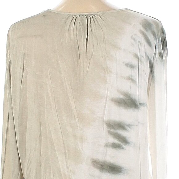 XCVI Long sleeve white and gray v neck blouse tie dye with sophistication L - Picture 4 of 4